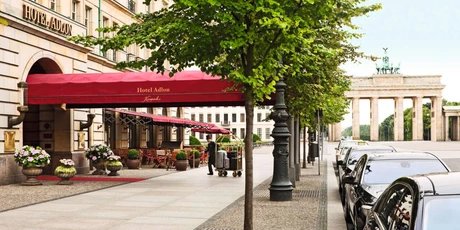 Hotel Adlon and in the background Brandenburg Gate in Berlin