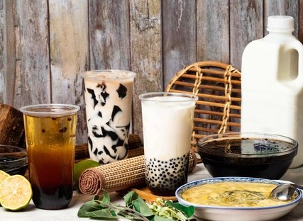 Bubble Tea und Speisen