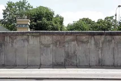 Berlin Wall, after 1989 with GDR watchtower