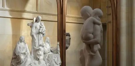 August Kiss (vollendet von Gustav Blaeser), Glaube, Liebe, Hoffnung, um 1865 (Ausführung 1867–1869), Marmor