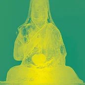 Röntgenaufnahme der zentralen Figur des Lamas im Gungervaa (mongolischer Holzschrein)