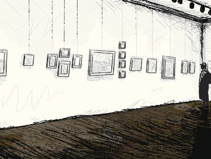 Skizzenhafte abstrakte Kunstgalerie oder Museum