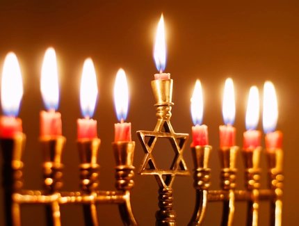 Closeup of Hanukkah Menorah